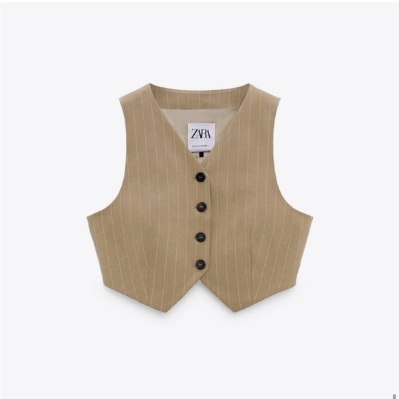 ZARA matching set | pinstripe crop vest and pleated skirt - Picture 10 of 12